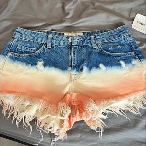 Free People ombré red white and blue shorts